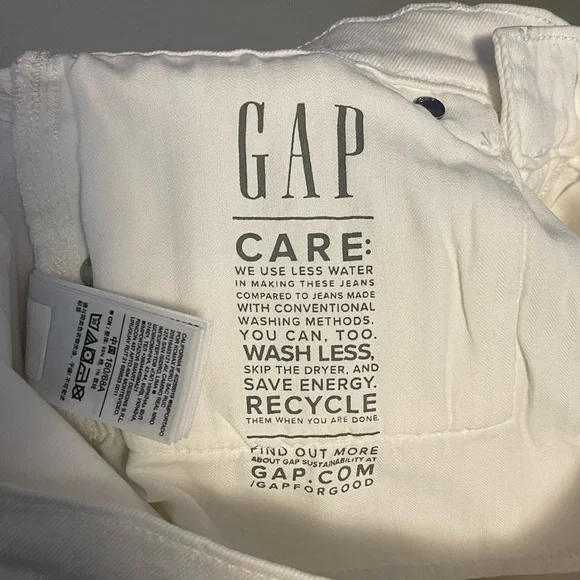 Gap Cheeky Straight High Rise White Denim Jeans - Picture 7 of 8